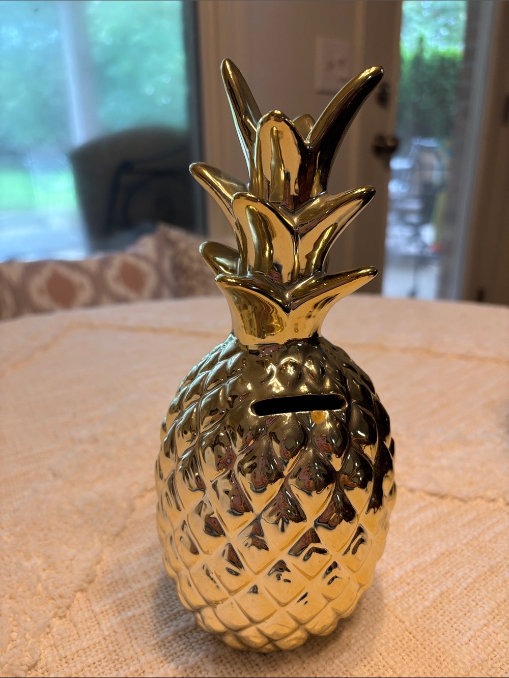 Gold Pineapple Coin Bank